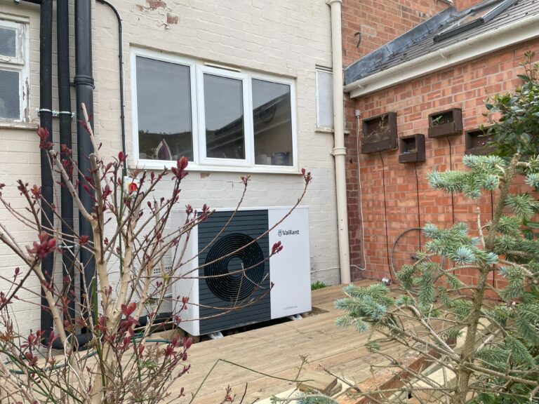 Air source heat pump installed in Link Top, Malvern.